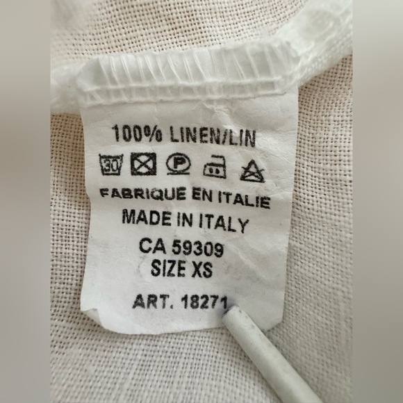 Women’s Angela Mara Oversized Made In Italy Ruffled Hem & Sleeve 100% Linen Top - Picture 5 of 5